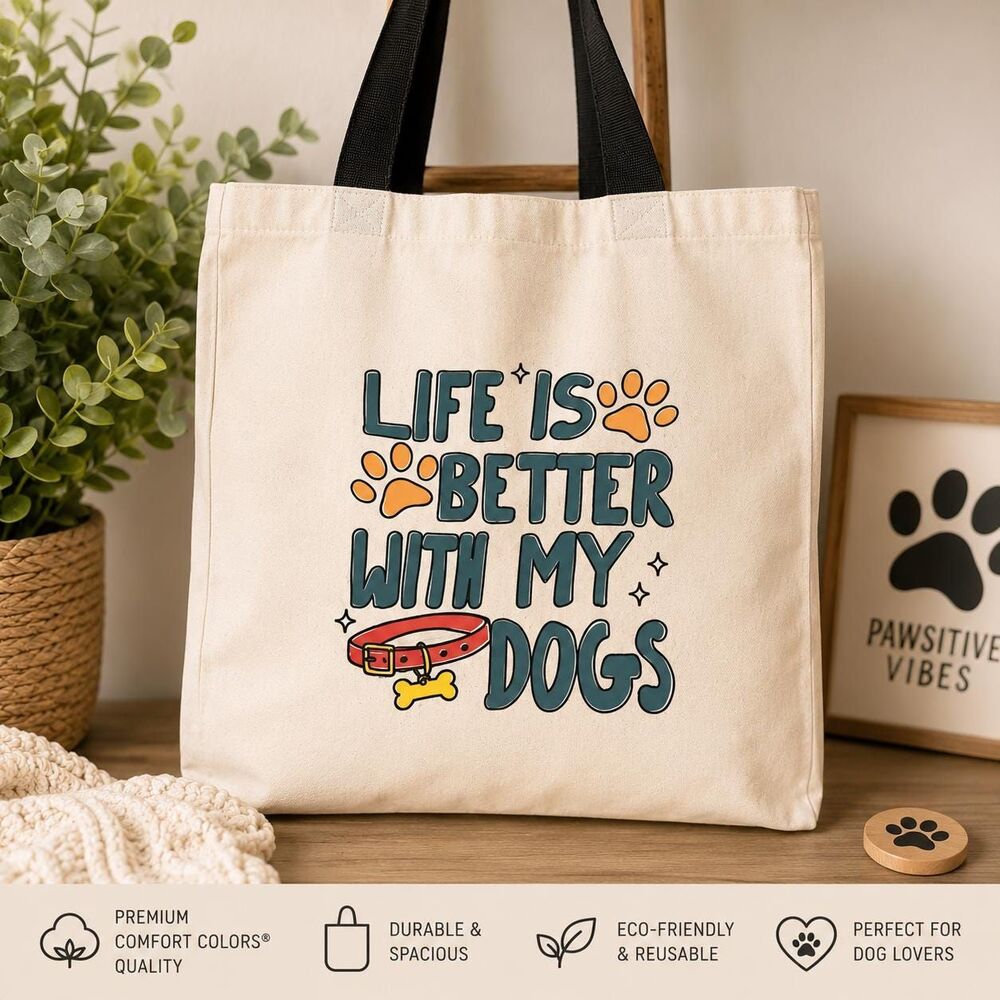 Tote Bag | Life is Better With My Dogs | Eco-Friendly Canvas Bag